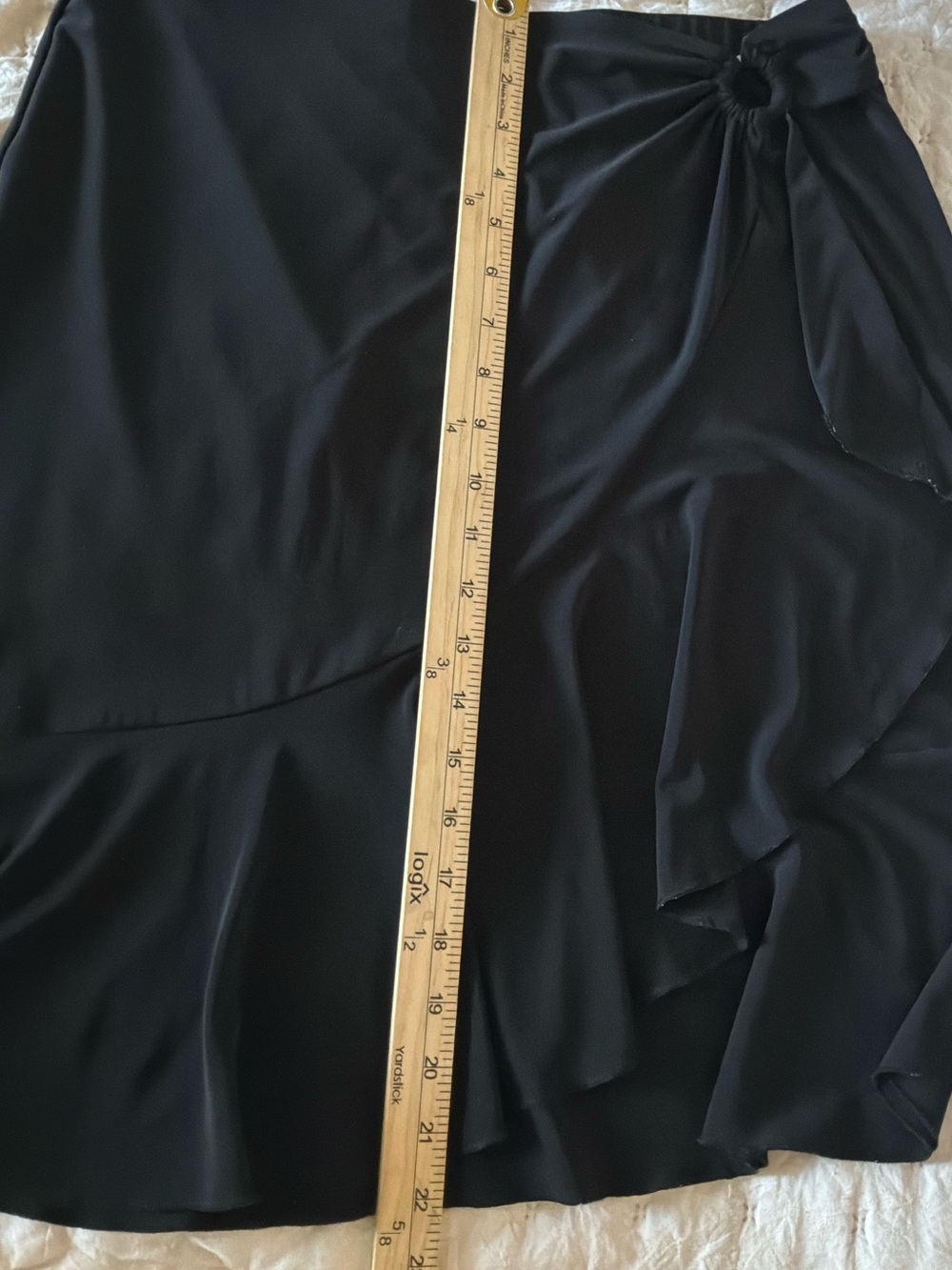 White House Black Market Black Ruffle Wrap-Detail Midi Skirt - Picture 6 of 8